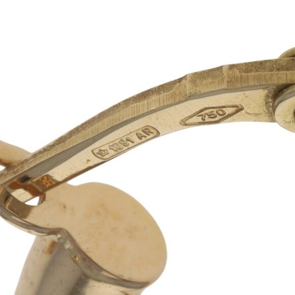 Yellow Gold Hoop Earrings - 18k Round Hollow Pierced - Picture 4 of 4